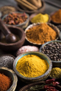 Bir seçim çeşitli renkli baharat     