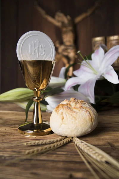 Svátosti přijímání, symbolu eucharistie — Stock fotografie