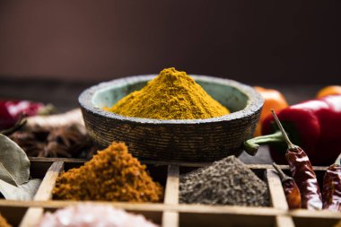 Bir seçim çeşitli renkli baharat     