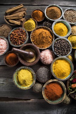 Bir seçim çeşitli renkli baharat     