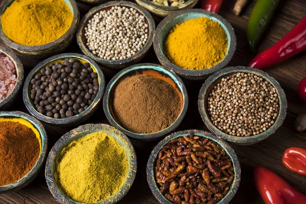 Seleção de especiarias diversas — Fotografia de Stock