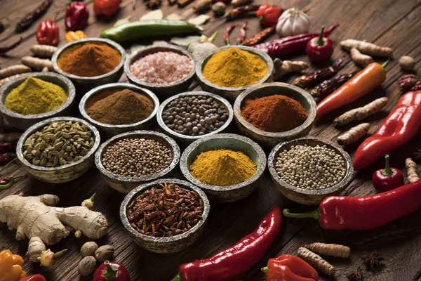 Olika typer av blandade kryddor — Stockfoto