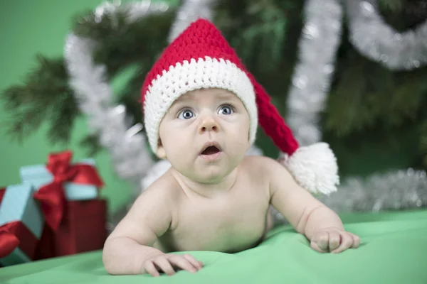 Baby in christmas hat — Stock Photo, Image