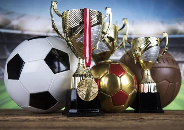 Premios Copas Ganadores Equipamiento Deportivo Pelotas — Foto de Stock