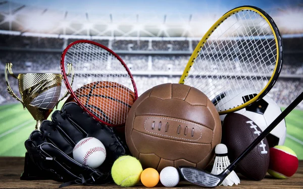 Cups Winners Award Sport Equipment Balls — Stock Photo, Image