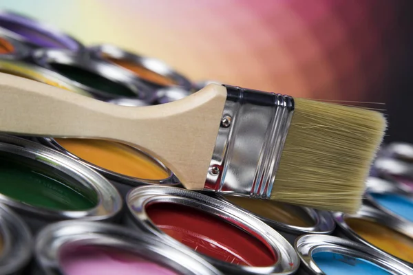 Paintbrush Cans Color — Stock Photo, Image