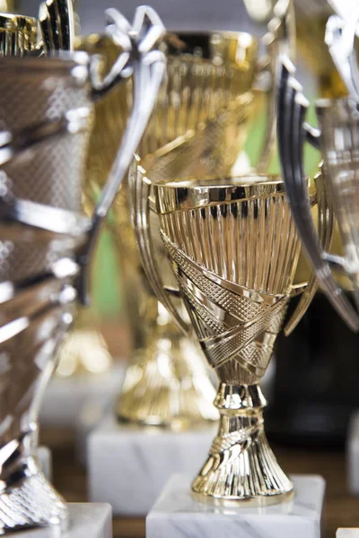 Ganador Premios Concepto Campeonato Copa Trofeo Sobre Fondo Deportivo — Foto de Stock
