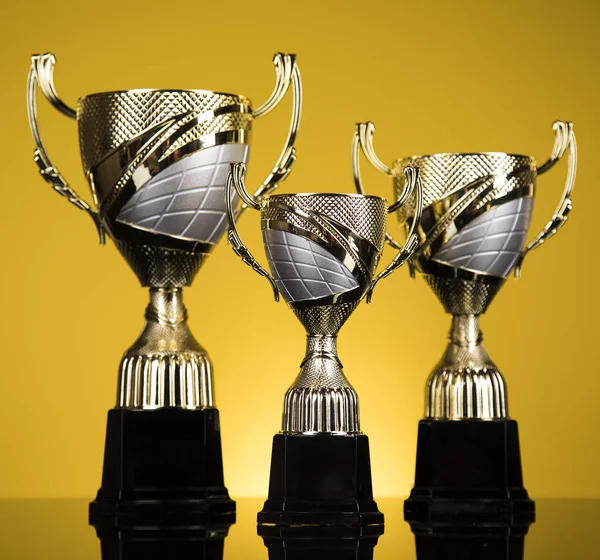 Ganador Premios Concepto Campeonato Copa Trofeo Sobre Fondo Deportivo —  Fotos de Stock