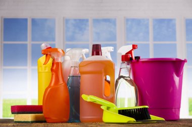 Temizlik ürünleri, ekipman arka planı