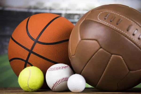Sportovní míče s vybavením, Vítěz pozadí — Stock fotografie