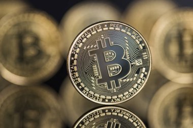 Kripto para birimi konsepti. Sanal para birimi arkaplanı, Bitcoin