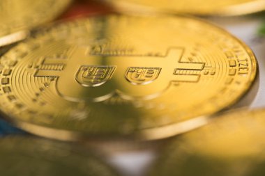 Kripto para birimi konsepti. Sanal para birimi arkaplanı, Bitcoin