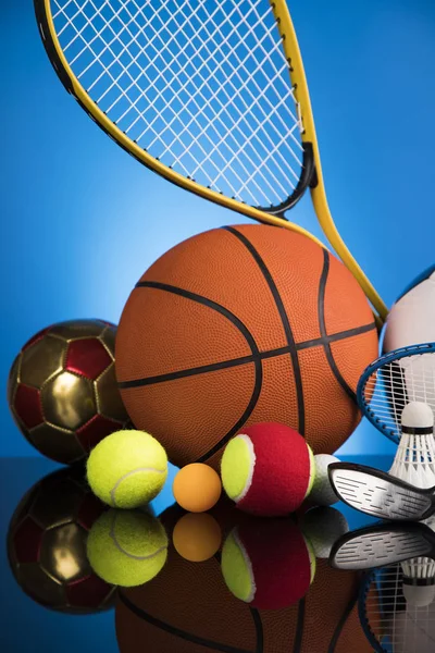 Sports balls with equipment, Winner background — Stock Photo, Image