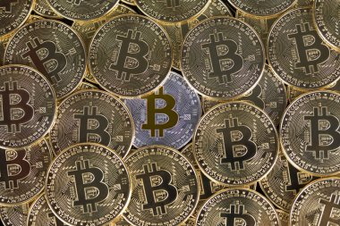 Kripto para birimi konsepti. Sanal para birimi arkaplanı, Bitcoin