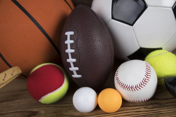 Sportballen met uitrusting, Winnaar achtergrond — Stockfoto