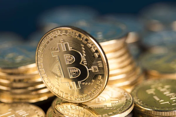 Cryptocurrencys új digitális pénz, Bitcoin érme Stock Kép