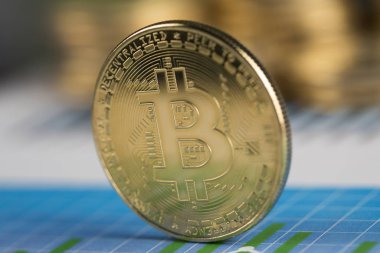 Kripto para birimi konsepti. Sanal para birimi arkaplanı, Bitcoin