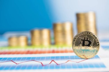 Altın Bitcoin madeni para, sanal para, finansal tablo