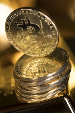 Altın Bitcoin madeni para. Bütünlük ve mali geçmiş