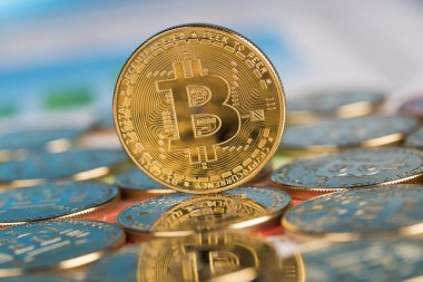 Kripto para birimi konsepti. Sanal para birimi arkaplanı, Bitcoin