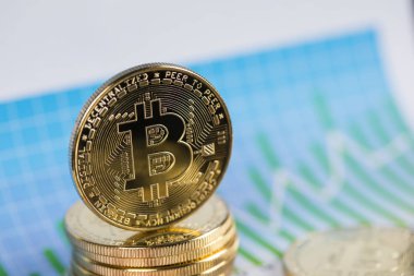 Altın Bitcoin madeni para, sanal para, finansal tablo