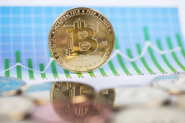 Bitcoin Bir Kripto Para Birimi Dünya Çapında Ödeme Teknoloji Konsepti — Stok fotoğraf