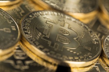 Altın Bitcoin madeni para, sanal para, finansal konsept
