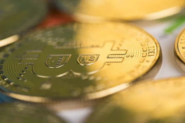 Bitcoins Yeni Sanal Para Konsepti Finansal Tablo — Stok fotoğraf