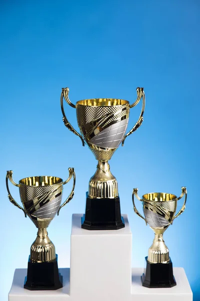 Podium Para Prêmios Esportivos Equipamentos Bolas — Fotografia de Stock