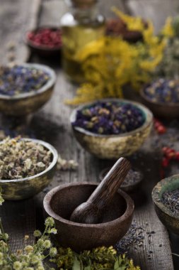 Alternatif tıp, kurumuş otlar.