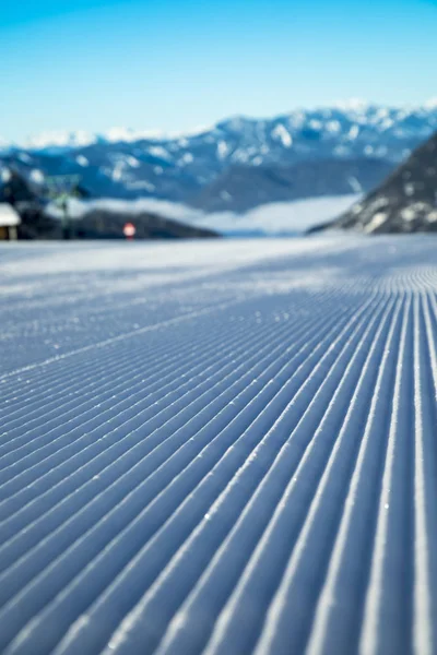 Panorama Des Montagnes Hiver Avec Piste Ski — Photo