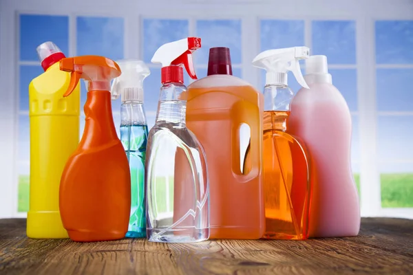 Set Cleaning Products Equipment Background — Stock Photo, Image