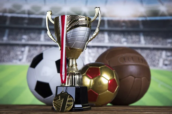Pokal Und Sportball Hintergrund — Stockfoto