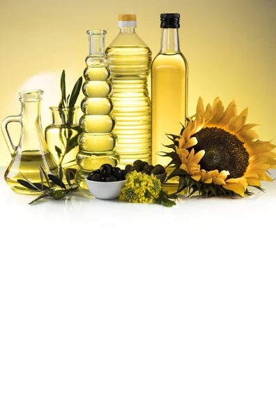 Huile Saine Tournesol Olive Huile Colza Huiles Cuisson Bouteille — Photo