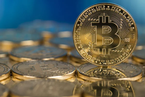 Bitcoin Een Cryptogeld Wereldwijde Betaling Technologie Concept — Stockfoto