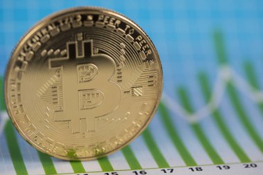 Grafiğin arka planında altın Bitcoin