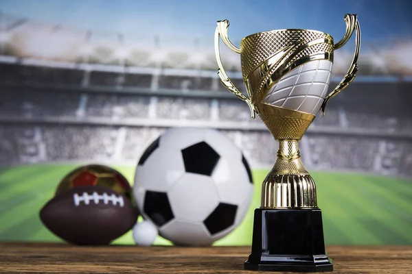 Premio Trofeo Ganador Del Campeonato Fondo Del Estadio Deportivo — Foto de Stock