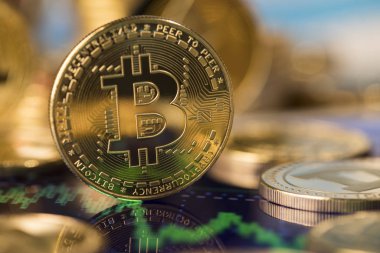 Kripto Para, İş, Bitcoin Para ve Ticaret Konsepti