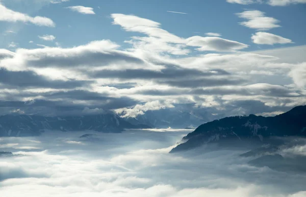Paysage Naturel Hivernal Vue Imprenable Sur Montagne — Photo