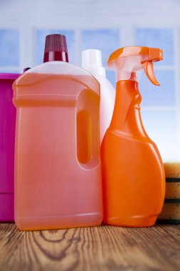 Temizleme ekipmanı ve pencere arkaplanı