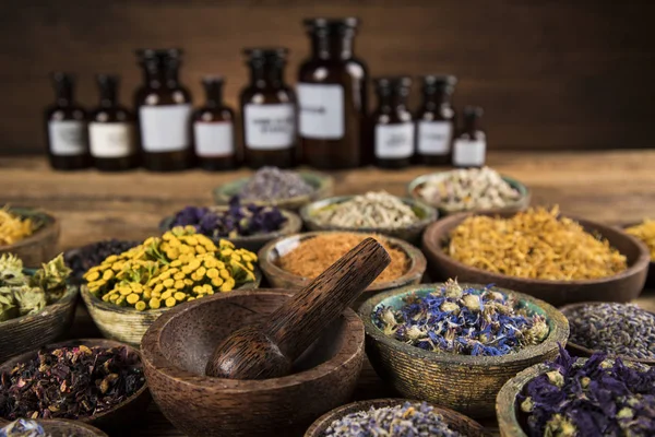 Alternative Medicine Dried Herbs Background — Stock Photo, Image