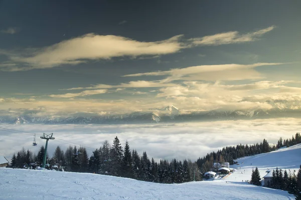 Paysage Naturel Hivernal Vue Imprenable Sur Montagne — Photo