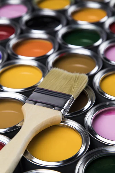 Paintbrush Cans Color — Stock Photo, Image