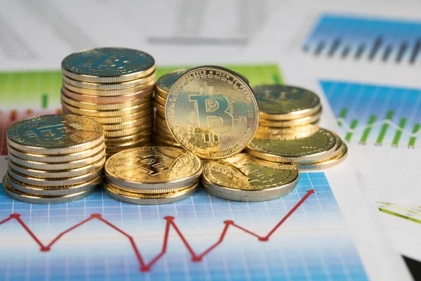 Bitcoins Nuevo Concepto Dinero Virtual Carta Financiera — Foto de Stock