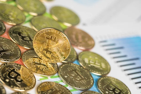 Bitcoins Nuevo Concepto Dinero Virtual Carta Financiera — Foto de Stock