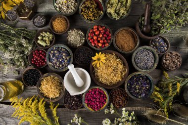 Alternatif tıp, kurumuş otlar.