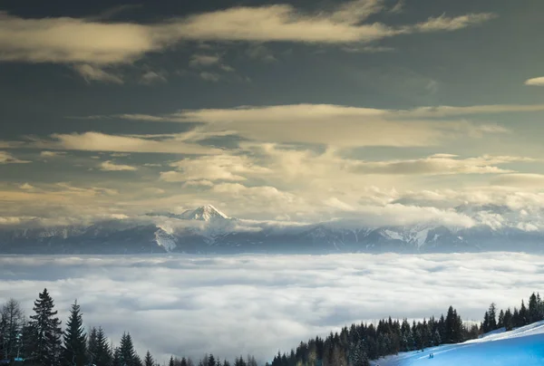 Över Vackra Vinter Bergslandskap — Stockfoto