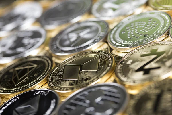 Bitcoin Moneda Oro Concepto Criptomoneda Fondo Moneda Virtual — Foto de Stock