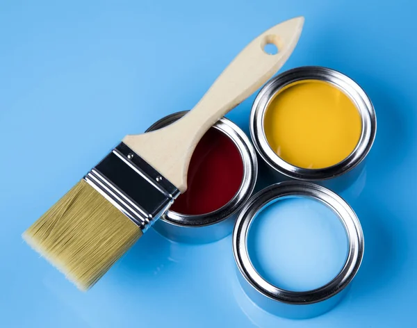 Paint Can Paintbrush Rainbow Colors Stock Image