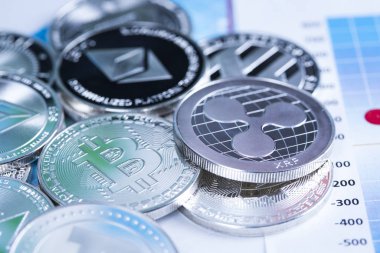 Litecoin, etherium, bitcoin sanal para birimi arka planı